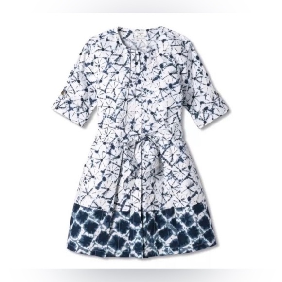 Thakoon x Target Shibori Print Elbow Sleeve Mini Blue White Shirtdress - XS - Picture 3 of 12